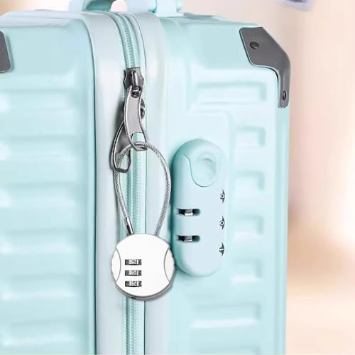 4 Pieces Steel Cable Lock with Combination, 3 Digit Combination Padlocks, Long Rope Padlock, Small Suitcase Padlocks for Aircraft (2 Sizes)