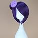 Miss U Hair Adult Costume Wig Short Straight Purple Cosplay Halloween Wig with Bun Flower