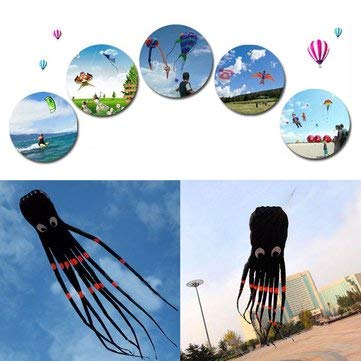 3D 26ft 8m Single Line Black Octopus POWER Sport Huge Soft Kite Outdoor Toy - Learning & Education Plane & Parachute Toys - 1 Pcs Parafoil Kite