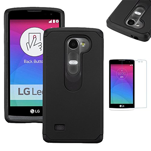 LG LEON Case ; Phonelicious (Tm) For LG POWER (L22C) LG LEON (C40) Heavy Duty Rugged Impact Armor Symbiosis Hybrid Dynamic Verge Case Robust Phone Tuff Cover + Premium Clear Screen Protector Combo & PhoneliciousÂ® Stylus Pen (BLACK/BLACK SLIM)