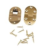 Kangnice 2Pcs Solid Brass Butler Tray Hinge Round Edge Folding Flaps with 12 Screws
