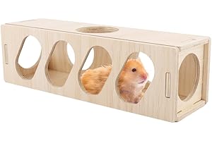 KCRYGOGO Hamster Mini Wood Tunnel Toy Secret Peep Shed Hamster Hideout & Tunnel Exploring Toy Only for Tiny Hamsters or Rat