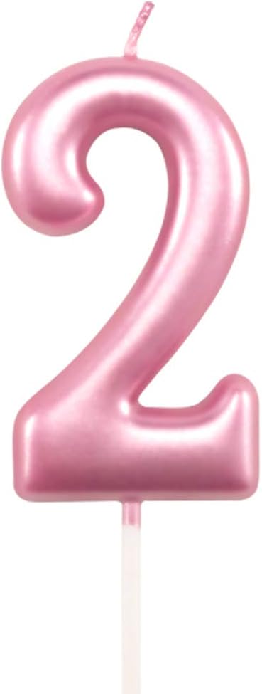 Candles & Holders - 2nd Birthday Candle Two Years Pink Happy Birthday Number 2 Candles for Cake Topper Decoration for Party Kids Adults Numeral 20 23 12 26 29 21 27 62 25
