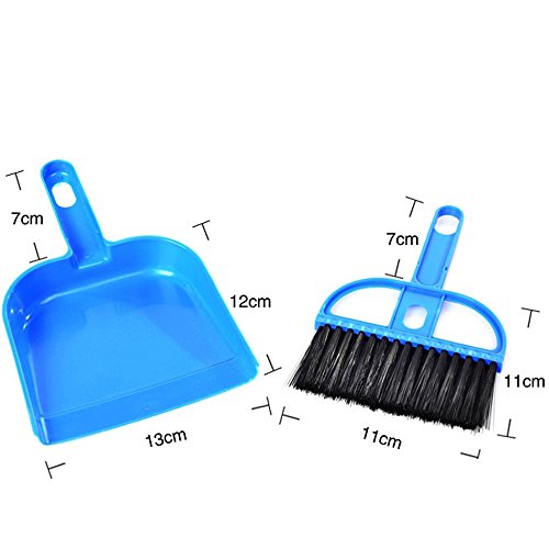 Orcbee _Mini Desktop Sweep Cleaning Brush Small Broom Dustpan Set (Blue)