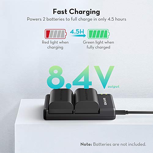 image for RAVPower Dual Slot Battery Charger for Canon LP-E6 LP-E6N Batteries, C