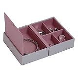 Stackers | Jewelry Box | dove gray & antique rose pink travel box stacker accessory