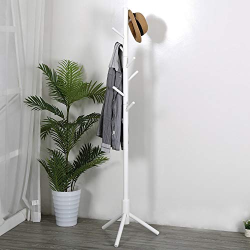 Vlush Sturdy Coat Rack Stand, Entryway Hall Tree Wooden Coat Rack