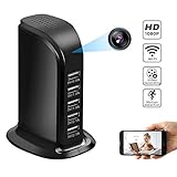 WiFi Hidden Camera Charger, Mini Spy Camera Wireless USB Camera Adapter 1080P with 5 Port Plug Desktop Charging Station Charger Camera, Home Surveillance Camera,Full HD Nanny Cam