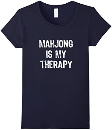 Womens Mahjong Is My Therapy Funny T-Shirt XL Navy