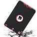 DOMAVER iPad Mini 2 Case,iPad Mini Case,iPad Mini 3 Case,Heavy Duty Shockproof Rugged Cover 3 In1 Hard PC+Silicone Hybrid Impact Resistant Full Body Protective Case for iPad Mini 1/2/3-Black/Red