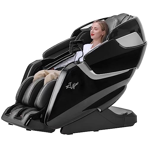 Alfine 4D Black Knight Massage Chair, Full Body Deep Yoga Recliner with SL Track, Automatic