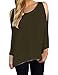 Allegrace Womens Sexy Off Shoulder Long Sleeve T Shirts Fashion Tops Army Green M