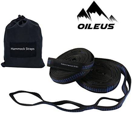 Oileus XL Hammock Straps-2000+LBS & 40 Combined Loops & 22 Feet Long & 100% No Stretch Suspension System Kit - Camping Hammock Accessories (11ft with 20 Loops)