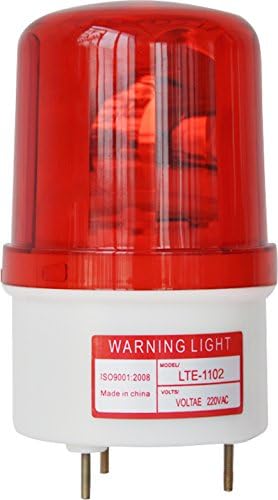 LTE-1102J DC24V Rotating Warning Light with Sound 90dB Alarm Indicator Strobe Light Bolt Bottom Red Color