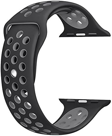 MOSKO Sport Band for Watch 42mm, Soft Silicone Strap Replacement Wristbands for Watch Sport Series 3 Series 2 Series 1(black/grey)
