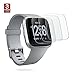 Compatible Fitbit Versa Screen Protector,Waterproof Tempered Glass Screen Protector Cover Saver Compatible Fitbit Versa Smart Watch Resist Ultra Clear HD Anti-Bubble(3-Pack)
