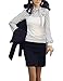 ZANZEA Women's Stripe Puff Long Sleeve Shirt Casual Career Neck Blouses with Bow