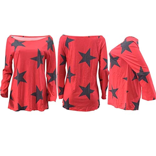 Dressin Women's Girl Strapless Star Sweatshirt Long Sleeve Crop Jumper Pullover Tops