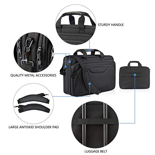 4 KROSER+Briefcase+Expandable+Water+Repellent+Women+Black