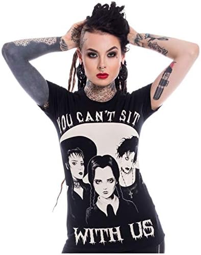 Wednesday Addams Family Sit with Us Tee Punk Goth Cotton Top T-Shirt