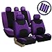 FH Group Automotive Car Seat Covers Breezy Flat Foam Padding Cloth Full Set Purple Seat Covers, Airbag and Split Rear Universal Fit Interior Accessories for Cars Trucks and SUV