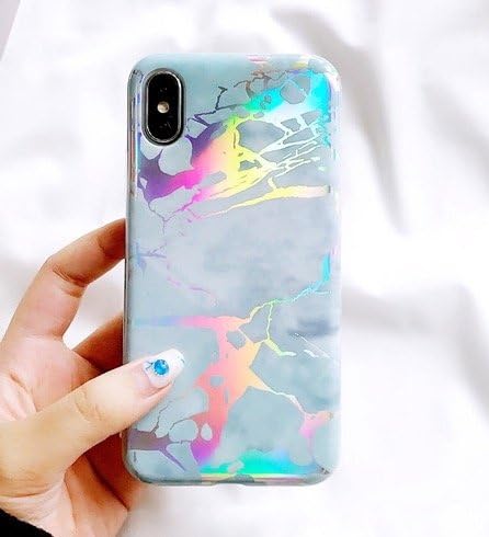 Ship from USA Green Trails iPhone X Case Holo Chrome Holographic Mint Marble Granite Texture Laser Gel Rubber New