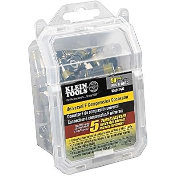 Klein Tools VDV812-612 Universal F Compression Connectors with Universal Sleeve Technology, 50 Pack