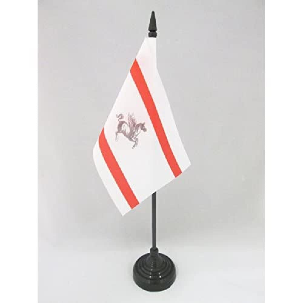 AZ FLAG - Tuscany Table Flag 4'' x 6'' - Italian region of Toscana Office Mini Banner 100% Polyester 15 x 10 cm - Mini Desk Flag with 10'' Pole and Black Plastic Base