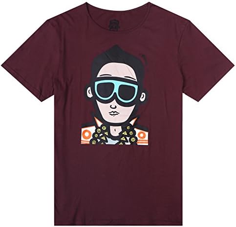 Voiz Homme Men's Cartoon Potrait Laughting Man Short Sleeve Tee T Shirt
