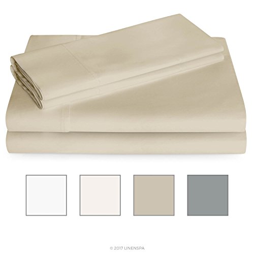 LINENSPA 600 Thread Count Ultra Soft, Deep Pocket Cotton Blend Sheet Set - King - Sand