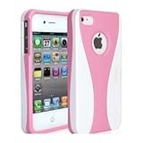 White & Pink Snap-on Rubber Coated Case for Apple iPhone 4 4S 4GS 4G + Screen Film