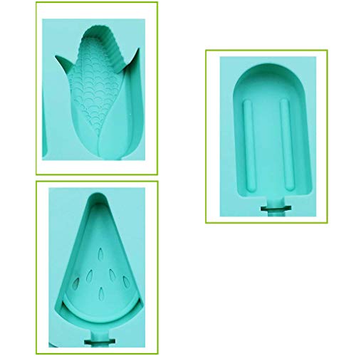 4 Cavities Silicone Cute Ice Pop Mold with Lid Ice Cream Bar Mold Popsicle Molds DIY Ice Cream Maker Silicone