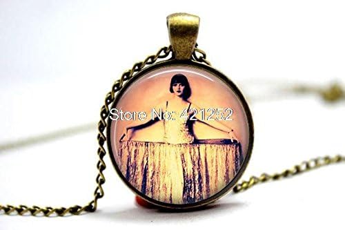 Pretty Lee 2015 Fashion Flapper In Panniers - Flapper Jewelry - Great Gatsby - 1920S Jewelry Glass Photo Cabochon Necklace Christmas gift