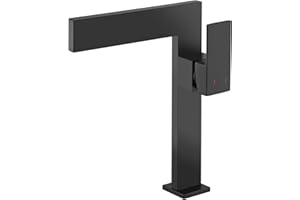 HOMILI Matte Black Tall Bathroom Sink Faucet Ultra Thin Design, Single Handle Vessel Faucet for Bathroom Sink,1 Hole Lavatory Bowl Sink Faucets Solid Brass(Matte Black)