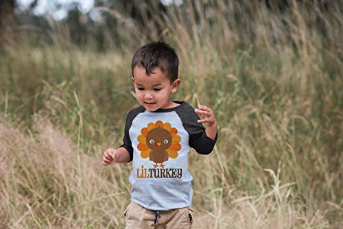 7 ate 9 Apparel Baby Boy's Little Turkey Thanksgiving 2T Grey Raglan - Thumbnail 3