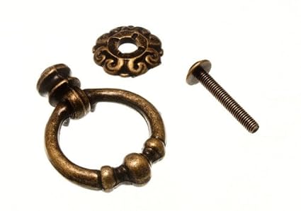 Cupboard Door Handle Ring Pull Knob Back Plate 45mm Bronzed