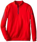 adidas Golf Boys 3 Stripes 1/2 Zip Shirt, Red/Night Marine, Medium