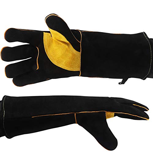HDAGT Welding Gloves Extreme Heat/Fire Resistant Gloves Leather with Kevlar Stitching Heat Fire