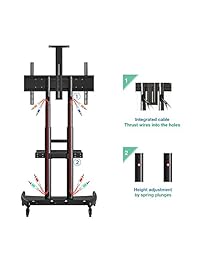 North Bayou TV Cart Soporte de TV con el monte y estante para 55"   70 inch Flat Panel pantallas y pantallas de hasta 200lbs, acero negro, ava1800   70   1P