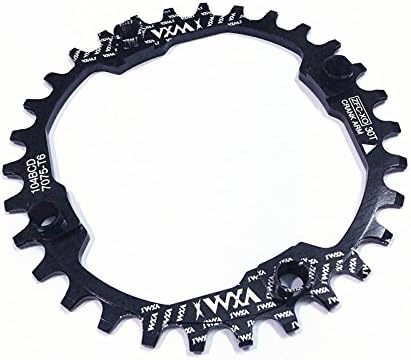 Bicycle Crank 104BCD MTB bike 30T Chainwheel Aluminum Alloy Narrow Wide Chain ring Round Chainwheel Cycle Crankset Bicycle parts (Round Black 30T)