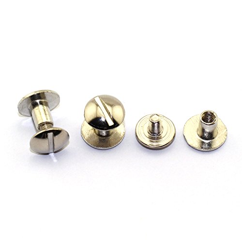 LQ Industrial 24pcs Chicago Screw M4X6mm Round Slotted Head Aluminium Alloy Binding Screws Rivet Book Binding DIY Leather Craft Assembly Bolt 1/4