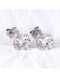 Pendientes de oro blanco de 14 quilates, 2 quilates, 0.256 in FG, color transparente, diseño de moissanita