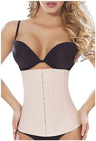 Burvogue Women's 9-25 Steel Bone Latex Waist Trainer Corset with Three Rows of Hooks