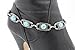 TFJ Women Western Fashion Boot Bracelet Silver Metal Chain Turquoise Blue Beads Shoe Charm