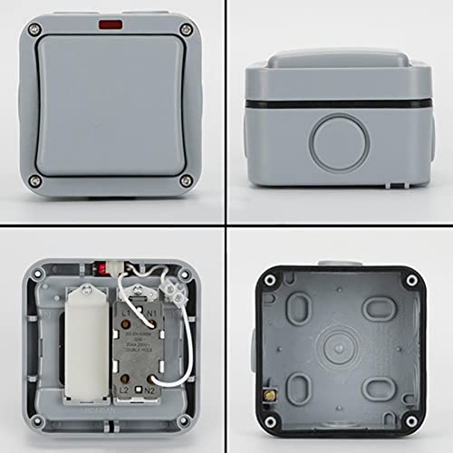 Rubeyul Waterproof Switch, Wetterfester Schalter Lichtschalter, Außenbereich Wasserdichter Wippschalteradapter für Den… – Bild 7