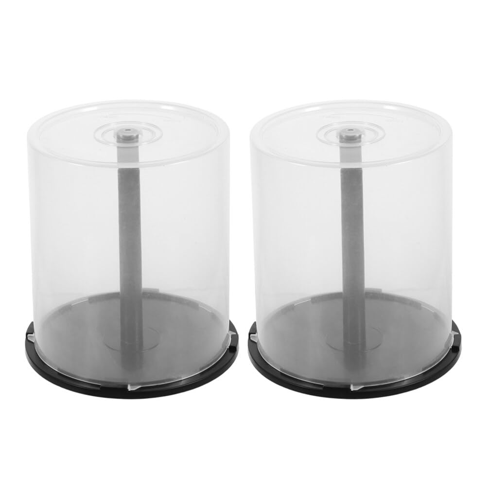 MAGICLULU 2Pcs Empty CD/DVD Case Box Compact Disc Cases with Spindle Plastic CD Storage Bucket Rack with Black Base