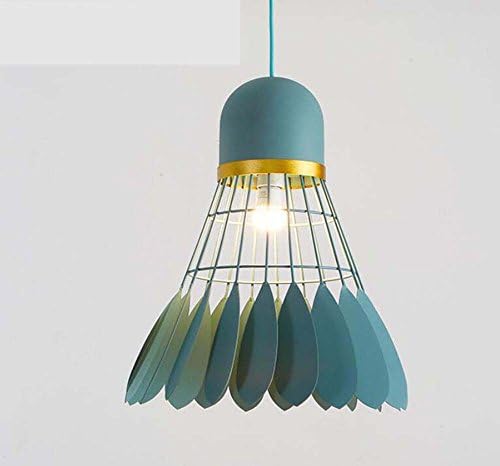 Onfly Nordic Iron Pendant Lamp,solid Color Badminton Hollow Hanging Lamp,Single Head Chandelier,Restaurant/living Room/clothing Store Deco Lamp (without Bulb) (Color : Green, Size : 20cm)