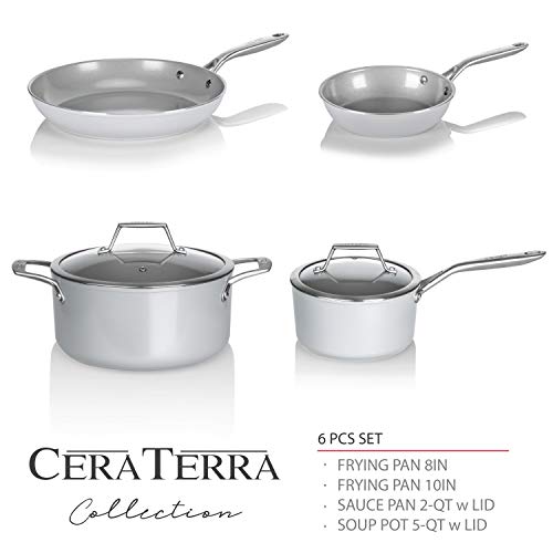 TECHEF CeraTerra Collection Ceramic Nonstick Cookware Set (PTFE and PFOA Free Ceramic Exterior