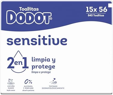 Toallitas Bebé Sensitive, 840 Toallitas (15 Packs x 55 uds)