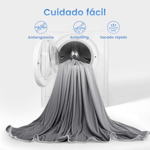 Elegear Cooling Summer Blanket, Cooling Fibres ARC-Chill 3.0 Q-MAX>0.5 Double-Sided Self-Cooling Summer Blanket for Better Sleep, Breathable And Lightness, 200×220cm, Gradient Grey